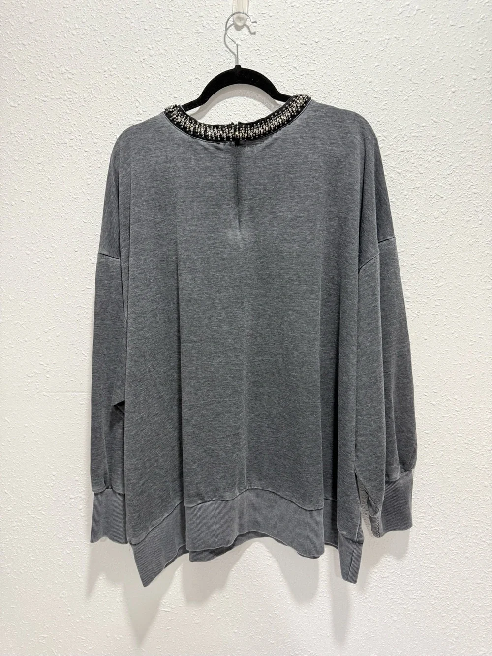 Lane Bryant Charcoal Grey Pullover Sweatshirt with Beaded Neckline 26